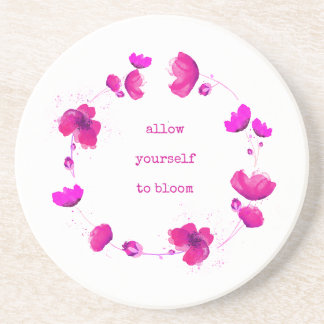 Allow Yourself to Bloom Floral Sandstone Coaster