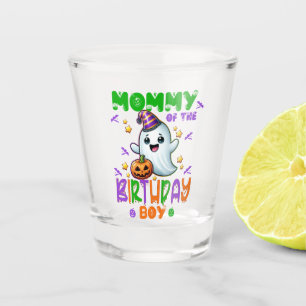 "alloween Ghost Birthday Boy Mummy Spooky Fun Shot Glass