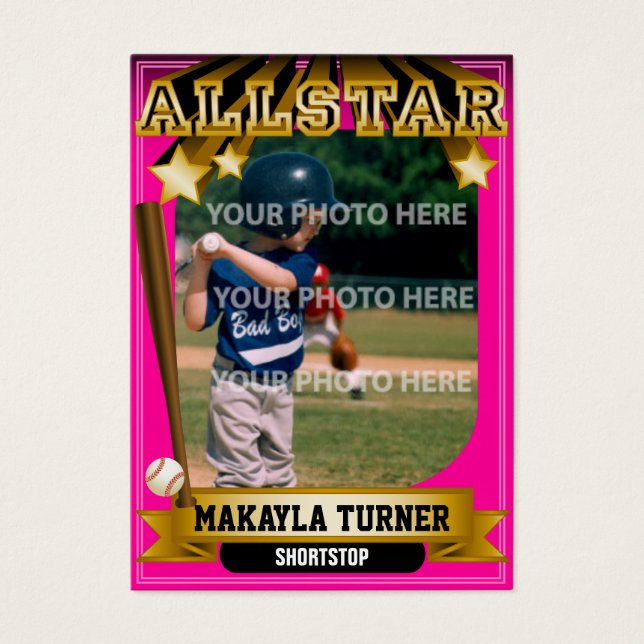 ALLSTAR Pink Custom Baseball Card (Front)