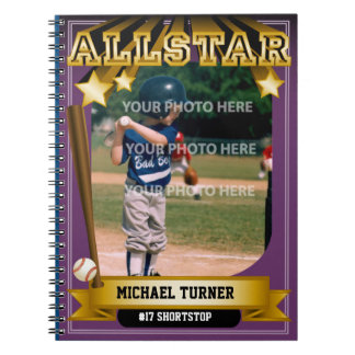 ALLSTAR Purple Baseball Card Notebook