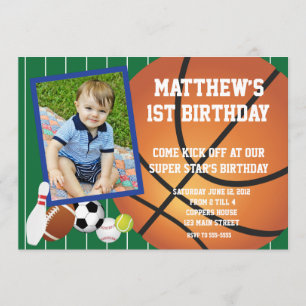 Allstar sports Basketball Birthday Invitation