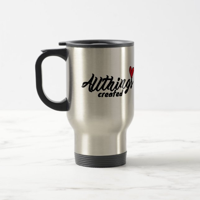 Allthings Created With Heart Travel Mug (Left)