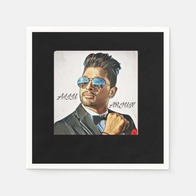 Allu Arjun Fan Illustration T-Shirt Napkin (Front)