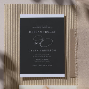 Allure Calligraphy Black & White Wedding Invitation