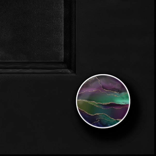 Alluring Agate | Dark Jewel Tone Stone Gold Veins Ceramic Knob (Creator Uploaded)