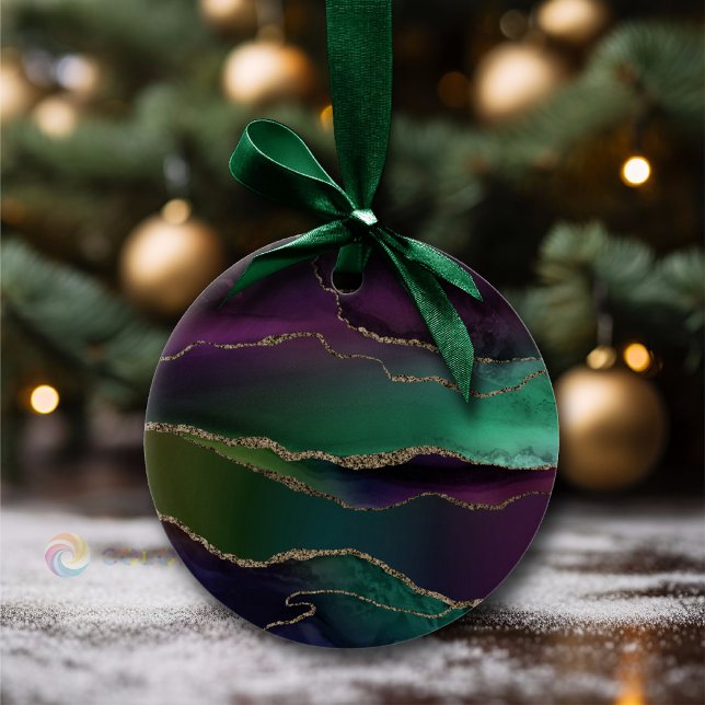 Alluring Agate | Dark Jewel Tone Stone Gold Veins Ceramic Tree Decoration (Creator Uploaded)