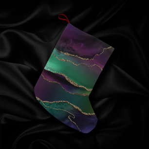 Alluring Agate   Dark Jewel Tone Stone Gold Veins Small Christmas Stocking