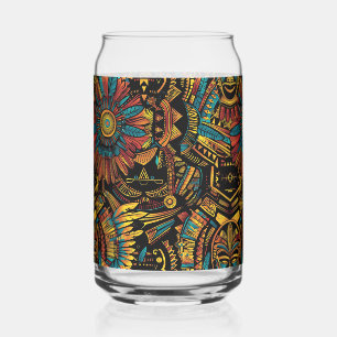 Alluring Blue "Aztec Dream" Printed Can Glass 473m