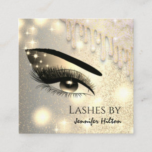Alluring glittery trendy lashes makeup eye square business card