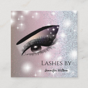 Alluring glittery trendy lashes makeup eye square business card