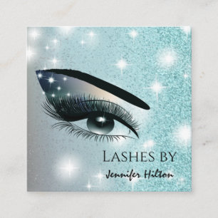Alluring glittery trendy lashes makeup eye square business card