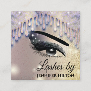 Alluring glittery trendy lashes makeup eye square business card