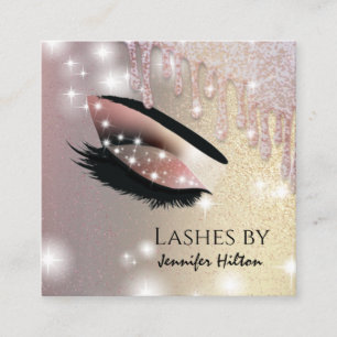 Alluring glittery trendy lashes makeup eye square business card