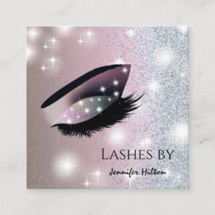 Alluring glittery trendy lashes makeup eye square business card