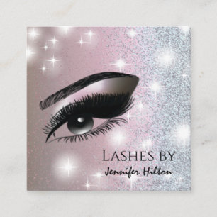 Alluring glittery trendy lashes makeup eye square business card