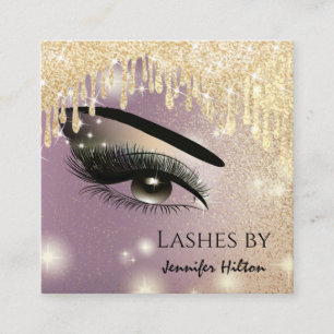 Alluring glittery trendy lashes makeup eye square business card