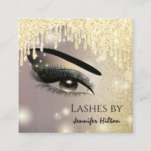 Alluring glittery trendy lashes makeup eye square business card