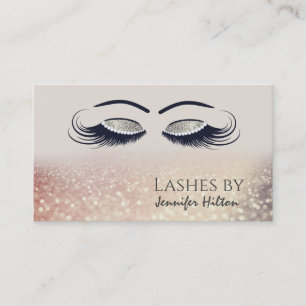 Alluring gold glittery diamond lashes makeup eyes business card