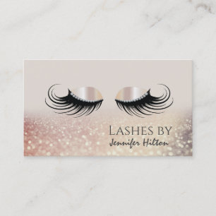 Alluring gold glittery diamond lashes makeup eyes business card