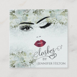 Alluring modern simple sensual girl face square business card