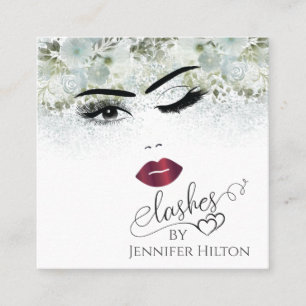Alluring modern simple sensual girl face square business card