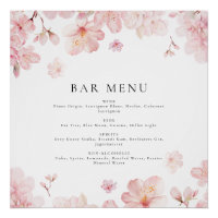 Alluring Pink Cherry Blossom Flowers Bar Menu