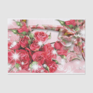 Alluring Pink Roses Tissue Paper