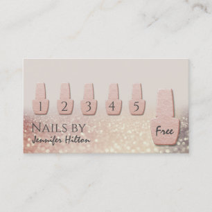 Alluring rose gold glittery nail salon business card