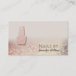 Alluring rose gold glittery nail salon business card