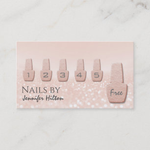 Alluring rose gold glittery nail salon business card