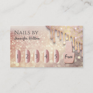 Alluring rose gold glittery nail salon business card
