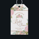 Alluring Rose Vintage Dusty Pink Bridal Shower Gift Tags<br><div class="desc">Alluring Rose Vintage Dusty Pink Floral Watercolor Elegant Flower Design with roses, leaves, buds, Foliage, and rose gold foil accents. Subtle soft colours of pastel dusty blush pink, greens, mints, and peach. A cottage chic look perfect for a spring, summer, or garden wedding at your homestead, farm, or barn venue....</div>