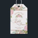 Alluring Rose Vintage Dusty Pink Bridal Shower Gift Tags<br><div class="desc">Alluring Rose Vintage Dusty Pink Floral Watercolor Elegant Flower Design with roses, leaves, buds, Foliage, and rose gold foil accents. Subtle soft colours of pastel dusty blush pink, greens, mints, and peach. A cottage chic look perfect for a spring, summer, or garden wedding at your homestead, farm, or barn venue....</div>