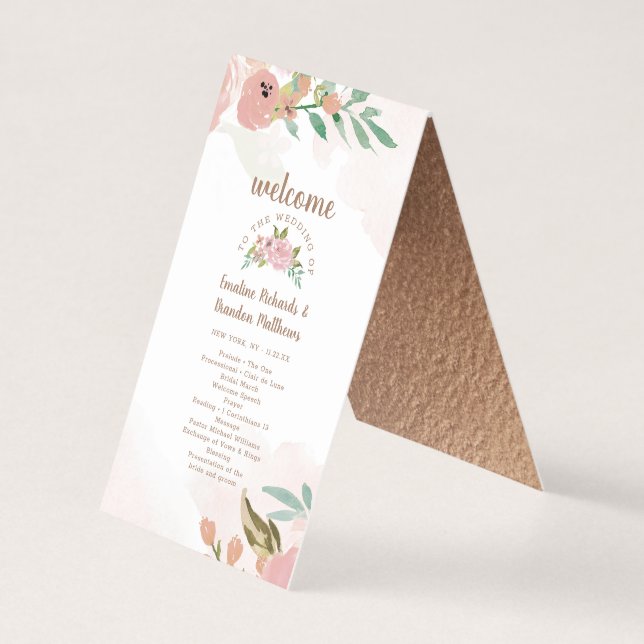 Alluring Rose Vintage Dusty Pink Ceremony Program (Front)