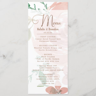 Alluring Rose Vintage Dusty Pink Floral Dinner Menu