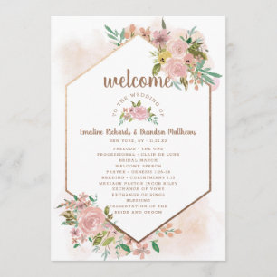 Alluring Rose Vintage Dusty Pink Wedding Ceremony Programme