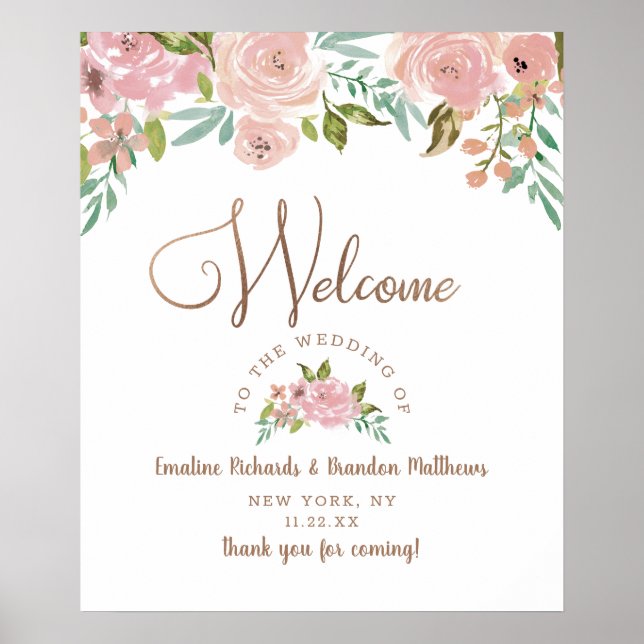 Alluring Rose Vintage Dusty Pink Welcome Sign (Front)