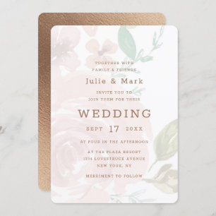 Alluring Rose Vintage Soft Pink Floral Wedding Invitation