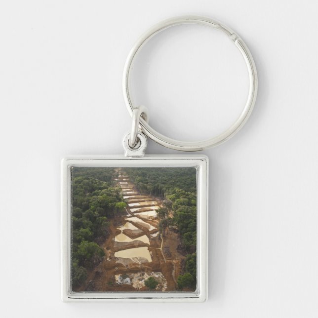 Alluvial Gold Mining. Rainforest, Guyana. Key Ring (Front)