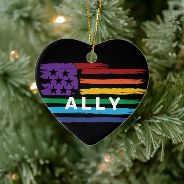 Ally Artistic Rainbow Flag  Ceramic Tree Decoration (Tree)