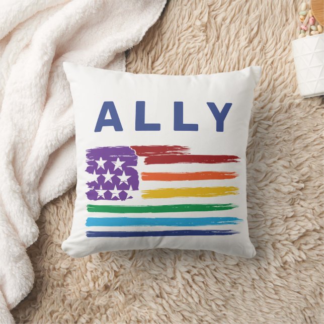 Ally Artistic Rainbow Flag Throw Pillow (Blanket)