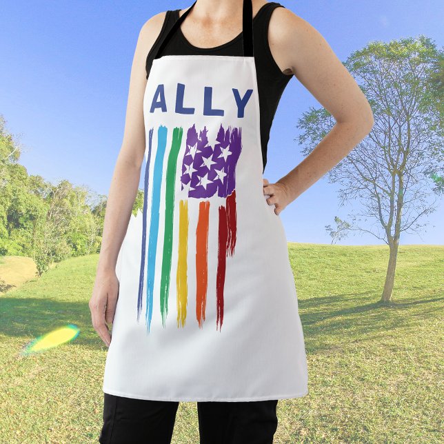 Ally Artistic Rainbow Pride Flag T-Shirt Apron (Creator Uploaded)