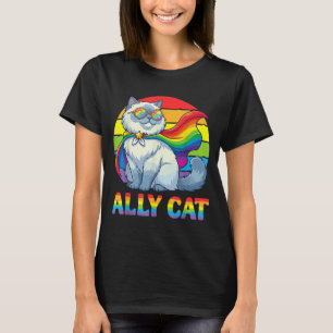 Ally British Longhair Superhero Cat LGBTQ Pride T-Shirt