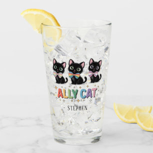 Ally Cat – Black Cat LGBTQ Pride Glass