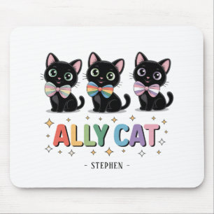 Ally Cat – Black Cat LGBTQ Pride Mouse Pad