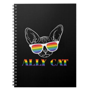 Ally Cat Cute Cat Rainbow Pride Notebook