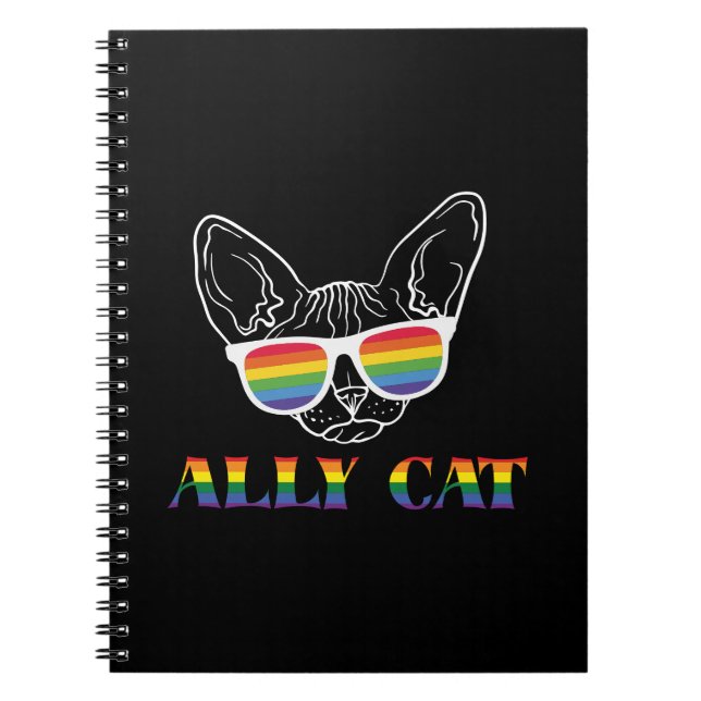 Ally Cat | Cute Cat | Rainbow | Pride Notebook (Front)