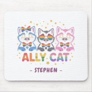 Ally Cat – Cute Colourful Cat LGBTQ Pride Mouse Pad