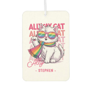 Ally Cat – Cute White Cat LGBTQ Pride Car Air Freshener
