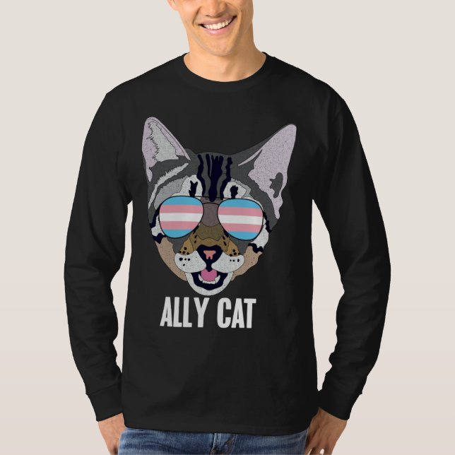 Ally Cat Funny Cat Trans Pride T-Shirt (Front)